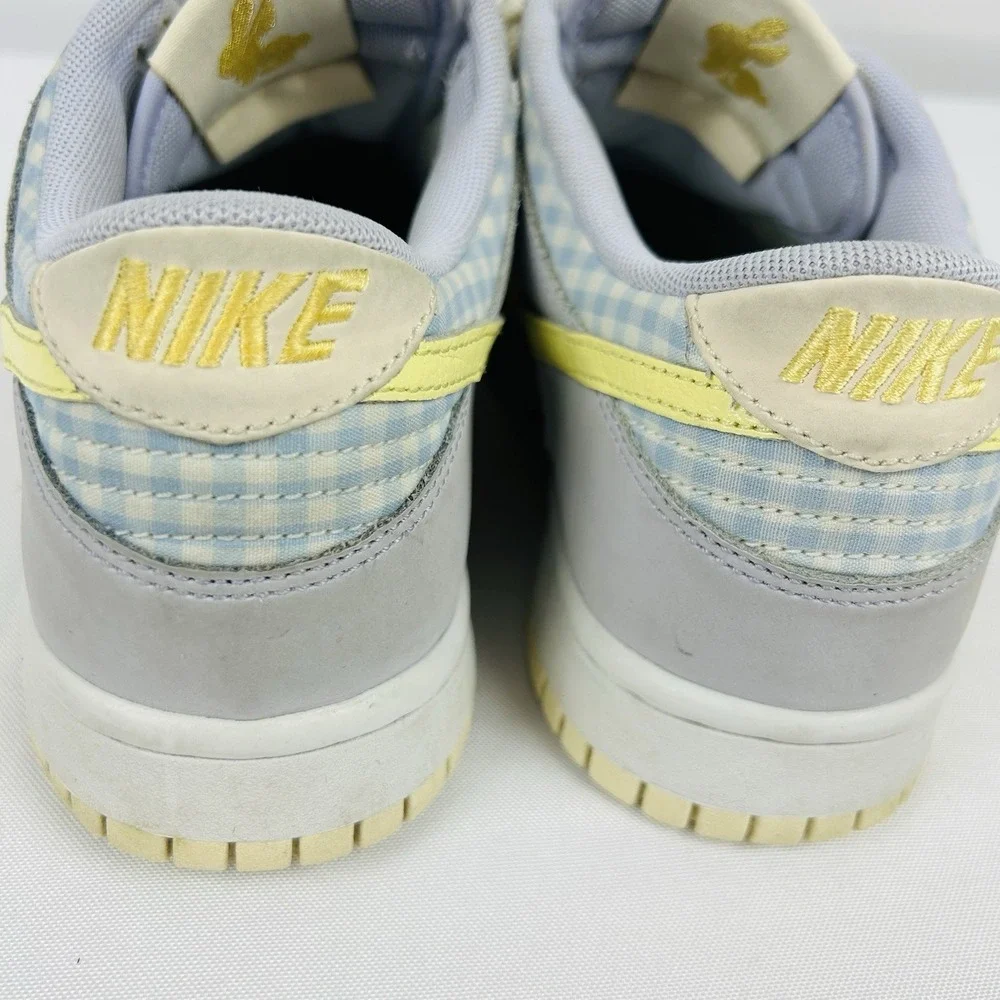Nike Dunk Low Shoes Girls 6.5Y Purple Yellow Gingham Sneakers FJ4641-536